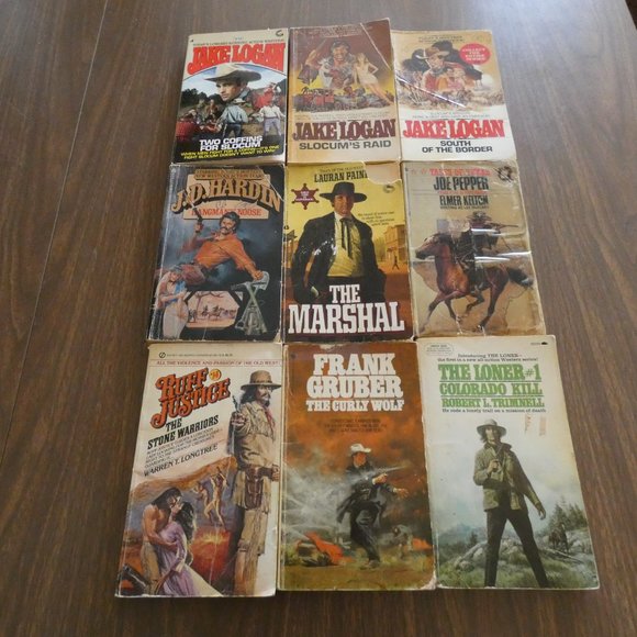 Lot Of 9 Vintage Western Paperback Books Jake Logan & Others - Picture 2 of 9